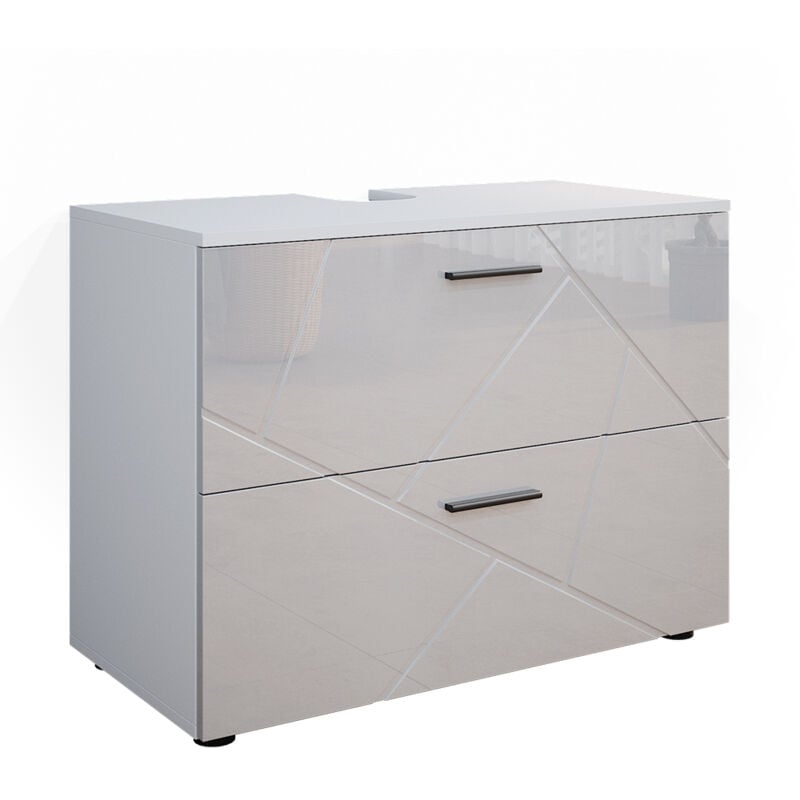Vicco - Meuble sous vasque simple Irma, Blanc Haute brillance, 80 x 58.6 cm
