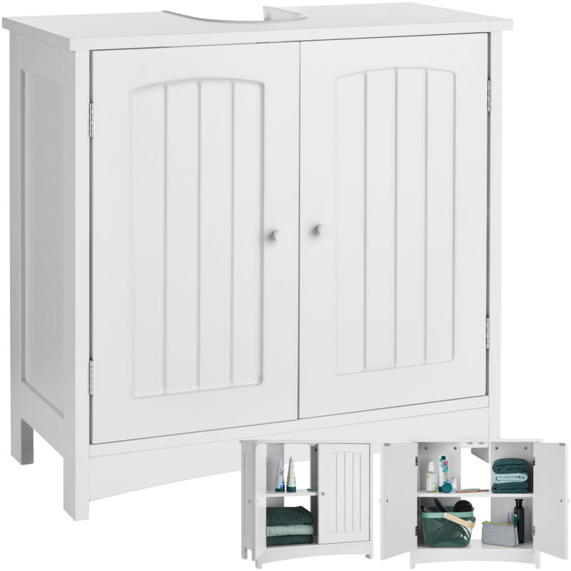 Tectake - Meuble sous-lavabo Jasper, 2 compartiments, une capacité de charge de 35 kg - blanc