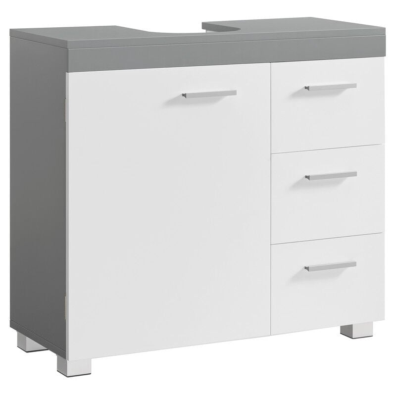 Vasagle - Meuble sous lavabo, Meuble de Salle de Bain, 3 Tiroirs Latéraux, 2 Cases derrière la Porte, pour Lavabos sur Colonne, avec Pieds, 30 x 70 x