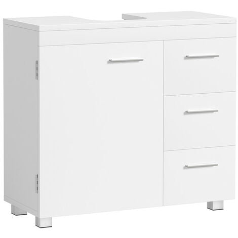 Vasagle meuble de salle de bain sur pied, meuble de rangement avec tiroir,  armoire à double porte, étagère réglable, pour entrée, couloir, 60 x 30 x  80 cm, blanc bbk140w01 Meuble de