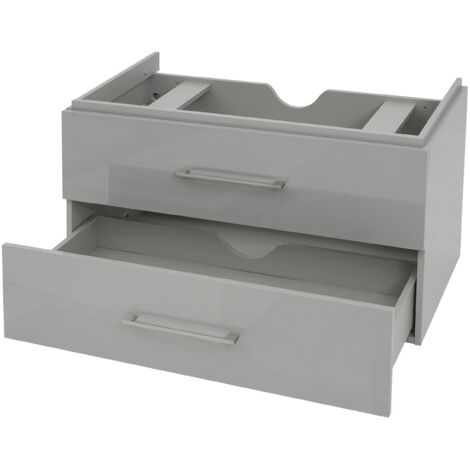 Meuble sous-lavabo meuble de salle de bain MDF brillant gris 040007849