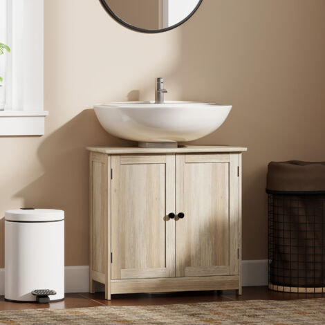 Meuble sous Lavabo. Meuble de Salle de Bain Placard à 2 Portes. Étagère Réglable. Anti-Humidité. 60 x 30 x 60 cm. Gris