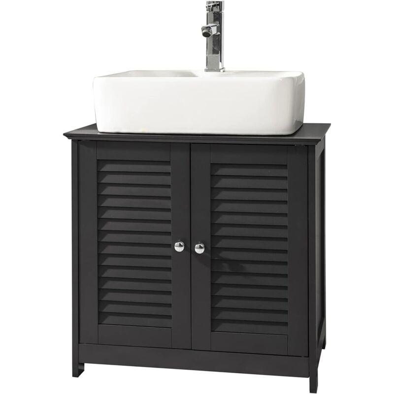 Sobuy - FRG237-DG Meuble sous-Lavabo Meuble de Salle de Bain Vasque - 2 Portes et 2 étages à l'intérieur Gris