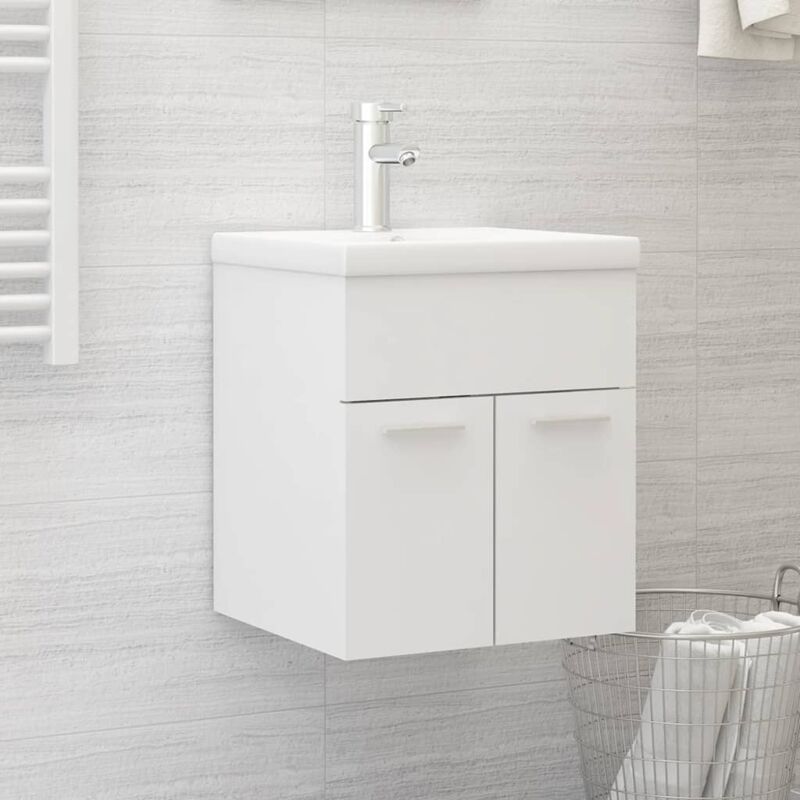 Bonnevie - Meuble sous lavabo Meuble sous vasque - Blanc 41x38,5x46 cm Aggloméré BV296847