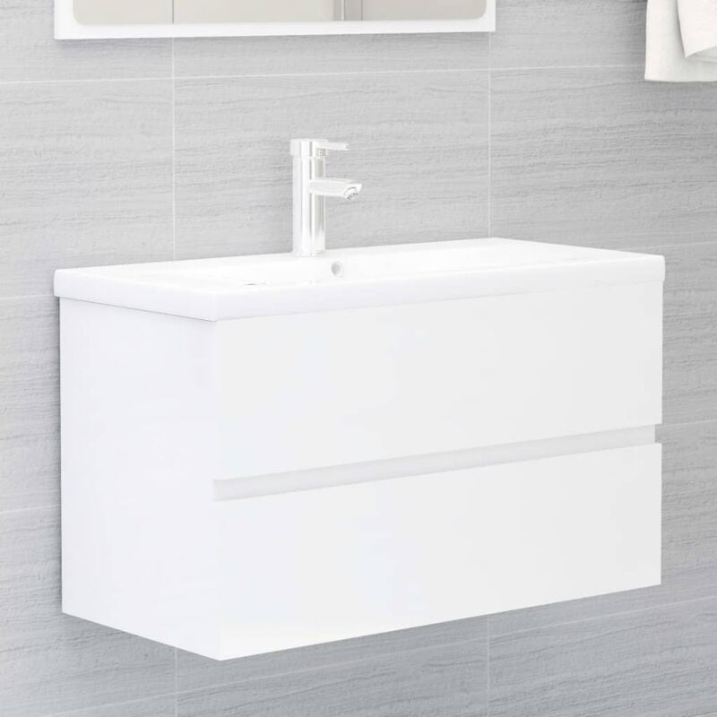 Bonnevie - Meuble sous lavabo Meuble sous vasque - Blanc brillant 80x38,5x45 cm Aggloméré BV374643