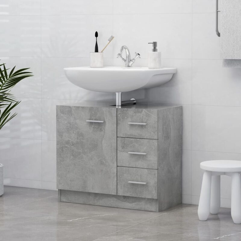 meuble sous lavabo meuble sous vasque - gris béton 63x30x54 cm aggloméré bv256543