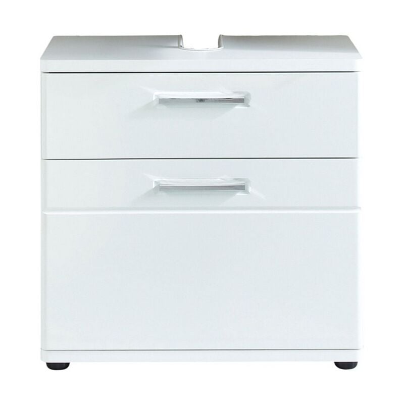 Epikasa - Meuble sous Lavabo Monte, Panneau Aggloméré Mélaminé, Blanc, 60x58x38 cm