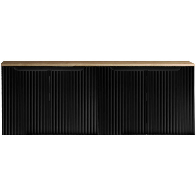 [en.casa] - Meuble sous-lavabo newport avec 4 portes 160 x 60 x 40 cm noir effet chêne