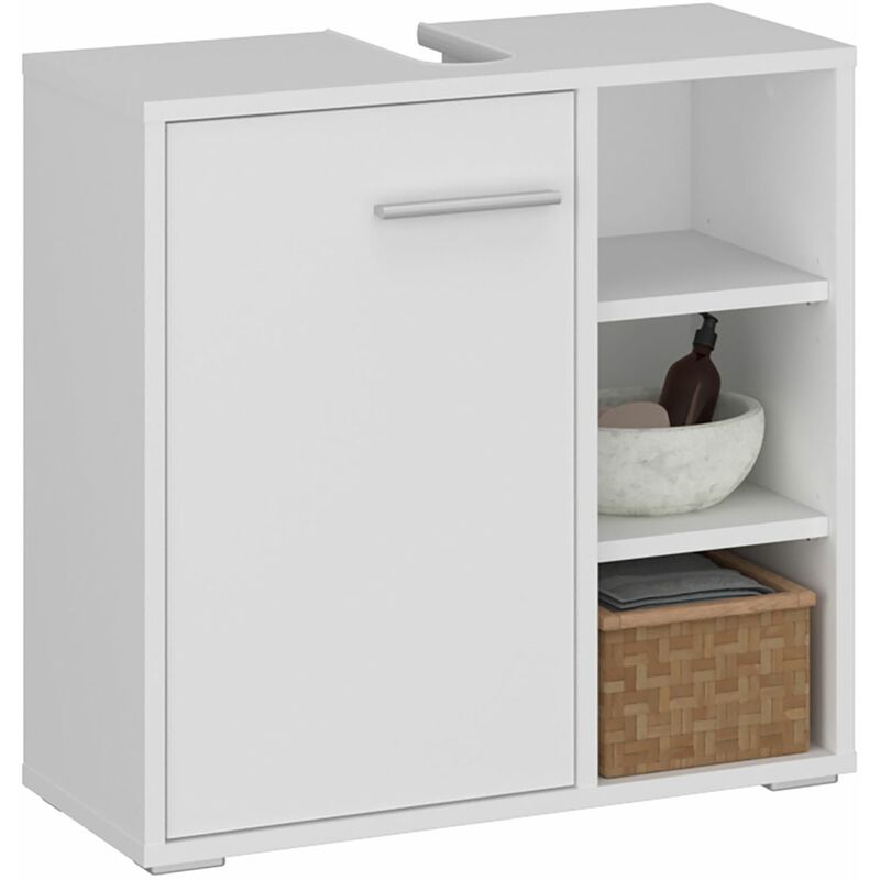 Idimex - Meuble sous lavabo nistos avec 1 porte et 3 étagères blanc