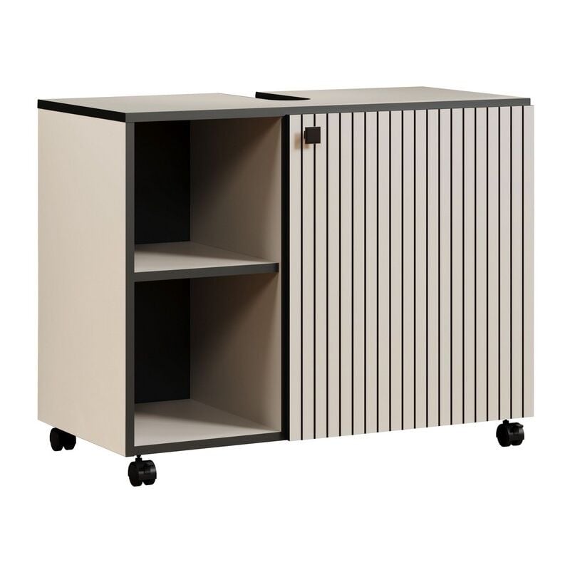 Epikasa - Meuble sous Lavabo Pure, Panneau Aggloméré Mélaminé, Gris, 80x64x42 cm