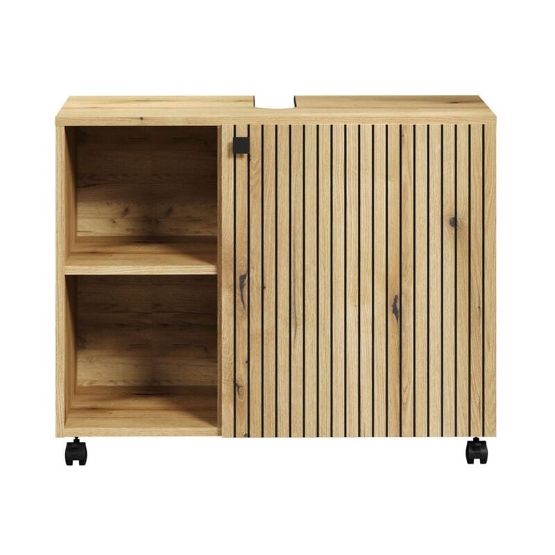 Epikasa - Meuble sous Lavabo Pure, Panneau Aggloméré Mélaminé, Marron, 80x64x42 cm