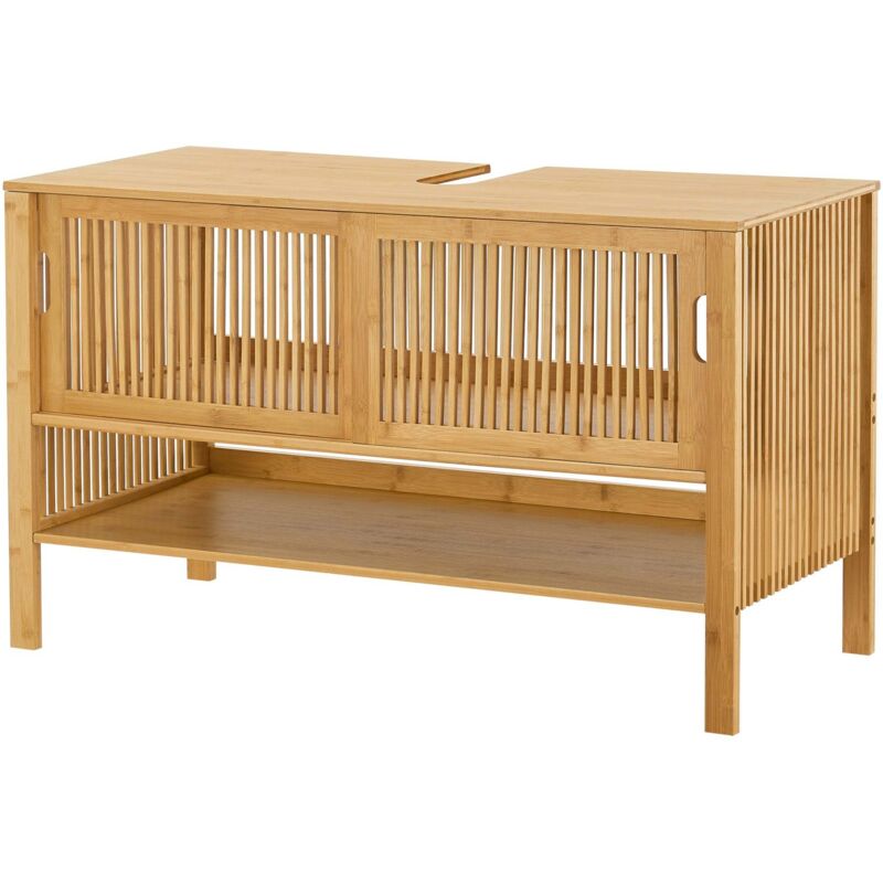 Meuble sous lavabo salle de bain rangement design bambou 60 x 100 x 45 cm naturel Meuble sous lavabo salle de bain rangement design bambou 60 x 100 x 45 cm naturel