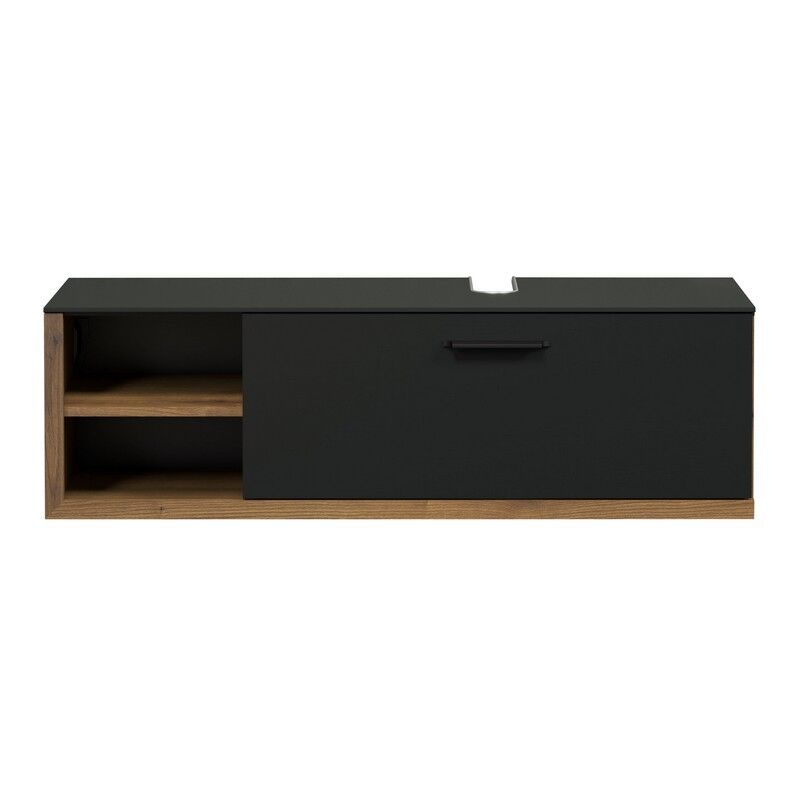 Epikasa - Meuble sous Lavabo Synnax, Panneau Aggloméré Mélaminé, Anthracite, Marron, 120x36x45 cm