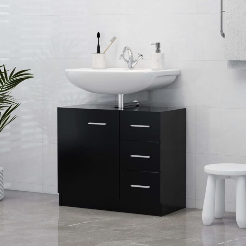 Maison Chic - Meuble sous lavabo vasque Armoire d'évier Noir 63x30x54 cm Aggloméré 80422