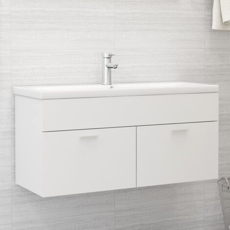 Meuble sous lavabo vasque | avec lavabo intégré Blanc Aggloméré 13728 - Blanc