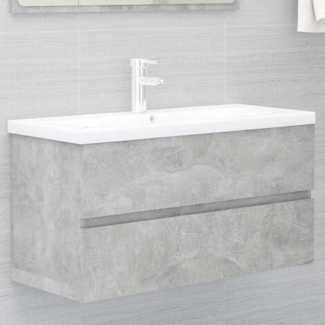 Meuble sous lavabo vasque  avec lavabo intégré Gris béton Aggloméré 89658