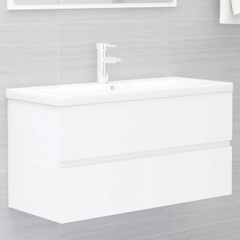 Maison Chic - Meuble sous lavabo vasque avec lavabo intégré Blanc Aggloméré 73958
