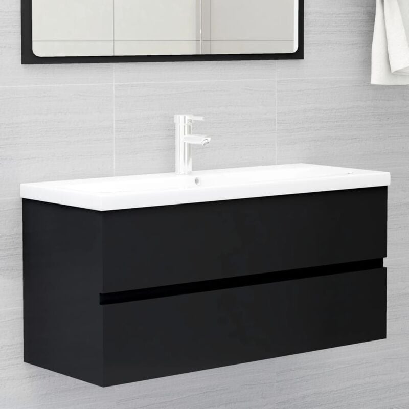 Maison Chic - Meuble sous lavabo vasque avec lavabo intégré Noir Aggloméré 90559