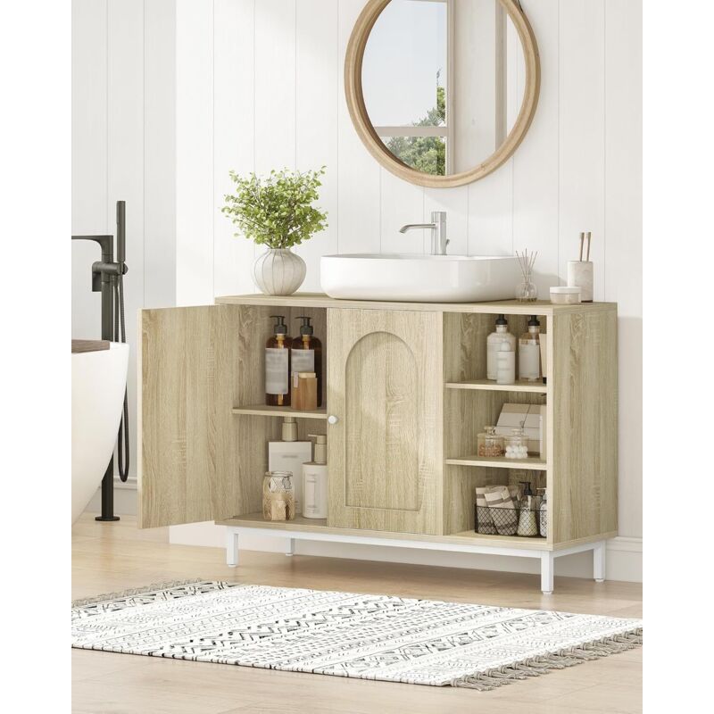Meuble sous Lavabo,pour Évier avec Étagère Ouverte et 2 Portes