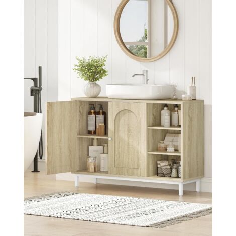Meuble sous Lavabo,pour Évier avec Étagère Ouverte et 2 Portes