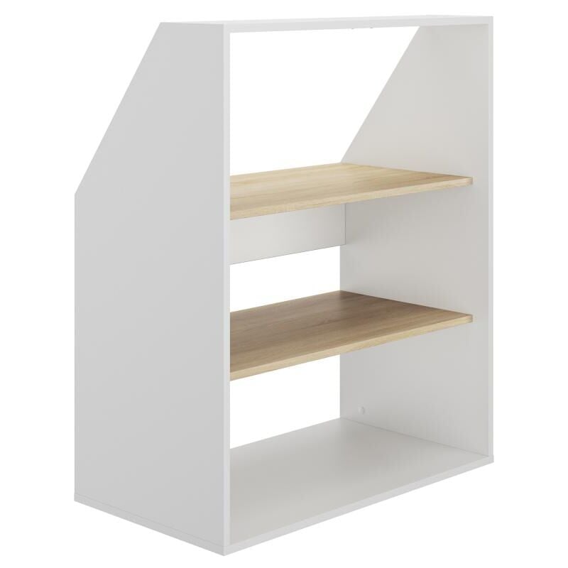 Meuble sous pente 2 étagères - Blanc et naturel - adezio