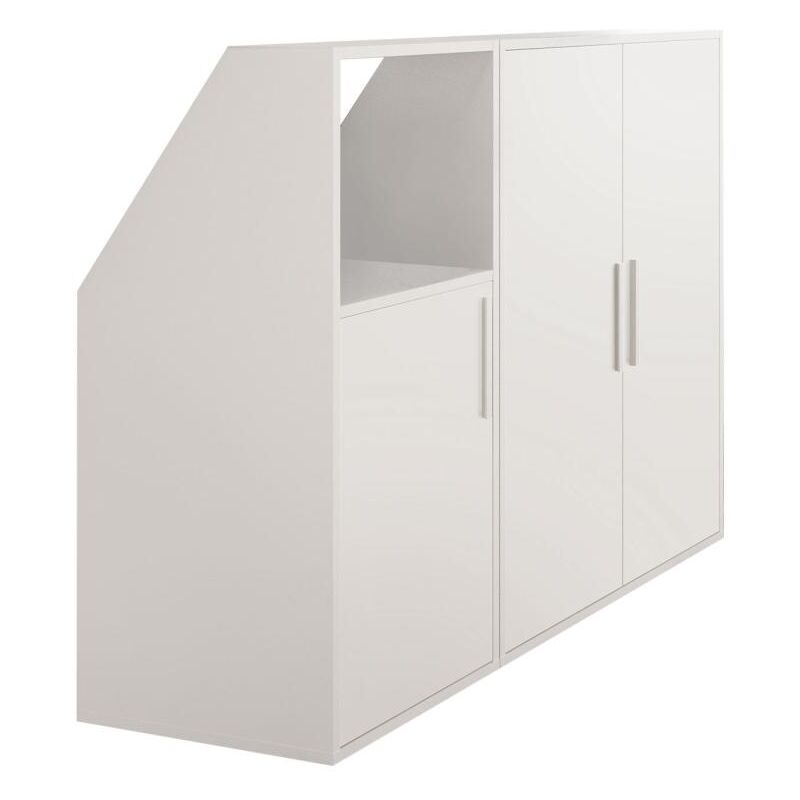 Vente-unique - Meuble sous pente 3 portes et 1 niche - Blanc - adezio