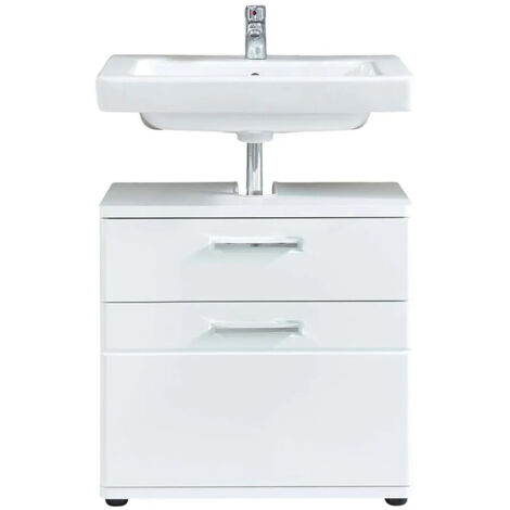 Meuble sous vasque 1 porte 1 tiroir mélaminé blanc Micko
