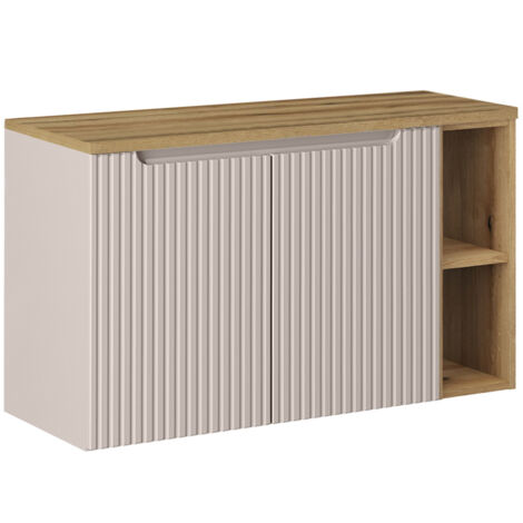 Meuble sous-vasque 100cm 2 portes 2 niches Riva Cachemire et Bois
