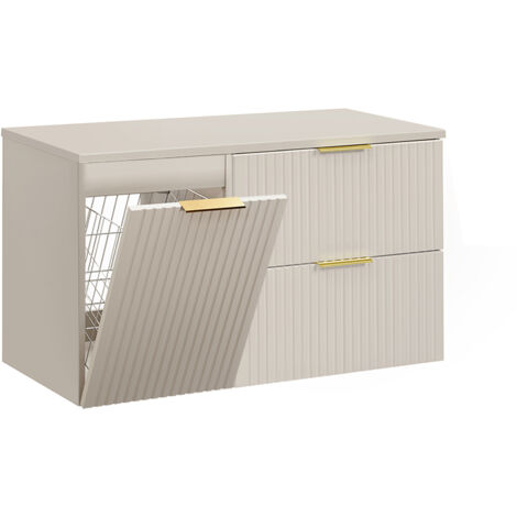 Meuble sous-vasque 100cm panier à linge Adriel Cachemire