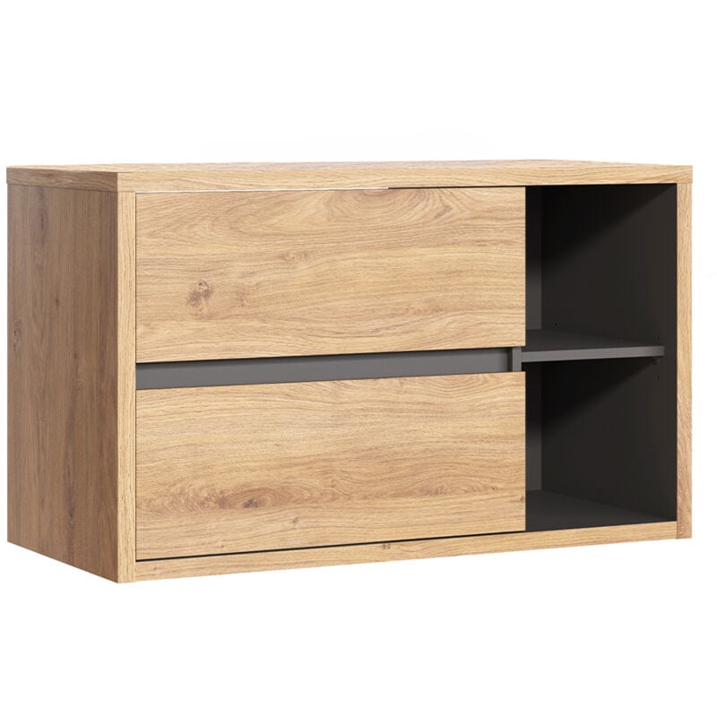 Petits-meubles - Meuble sous-vasque 100cm plan de toilette Rigel Bois et Anthracite