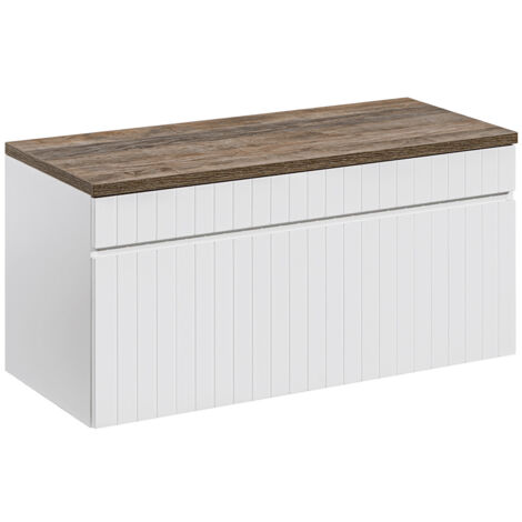 Meuble sous-vasque 100cm plan de toilette Zelie Blanc et Bois