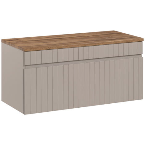 Meuble sous-vasque 100cm plan de toilette Zelie Cachemire et Bois