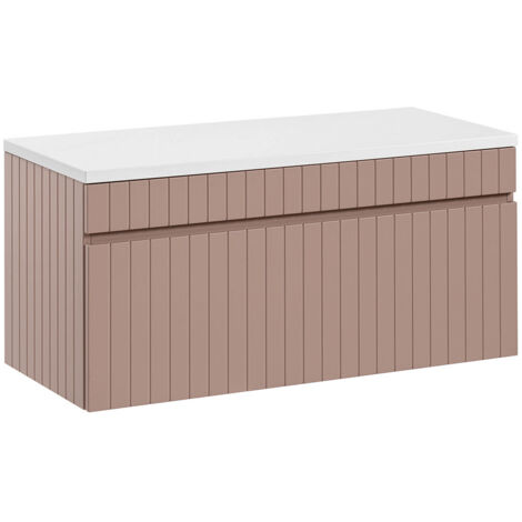 Meuble sous-vasque 100cm plan de toilette Zelie Rose et Blanc