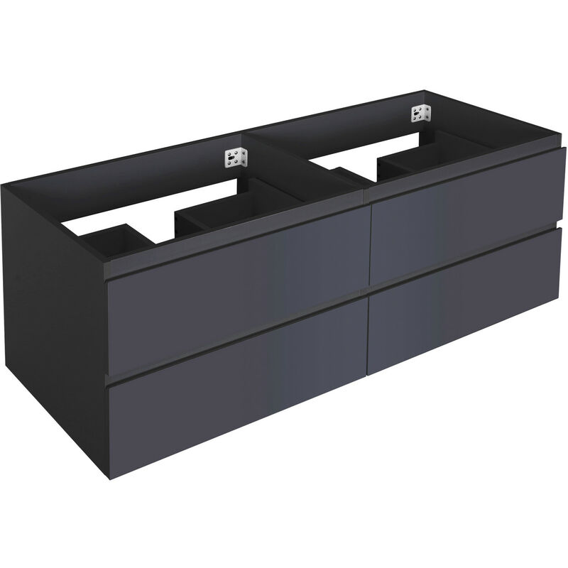 Mob-in - Meuble double vasque gris anthracite 120cm