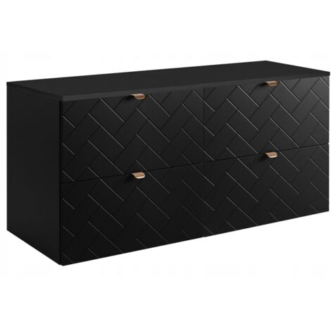 Meuble sous-vasque 120 cm - Noir Mat - Armoires de salle de bains - Meubles de salle de bains - Vasque Sous-meuble - Plan de travail noir