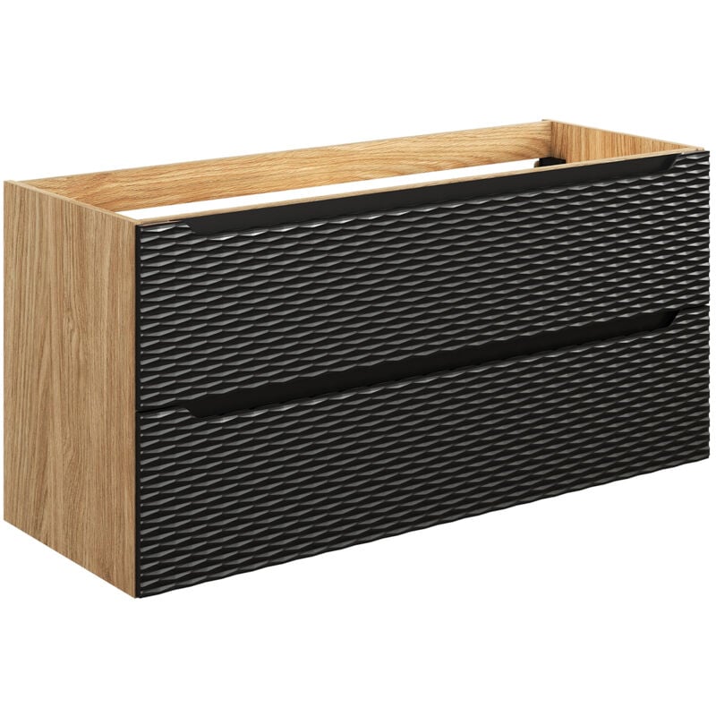 Petits-meubles - Meuble sous-vasque 120cm 2 tiroirs Elora Noir et bois