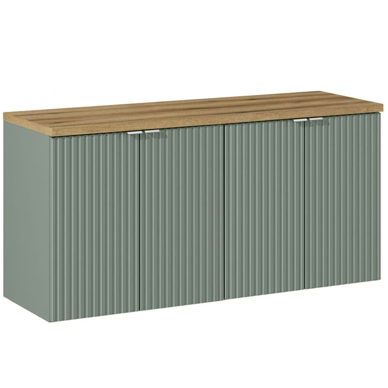 Petits-meubles - Meuble sous-vasque 120cm 4 portes plan de toilette Jade Vert et Bois