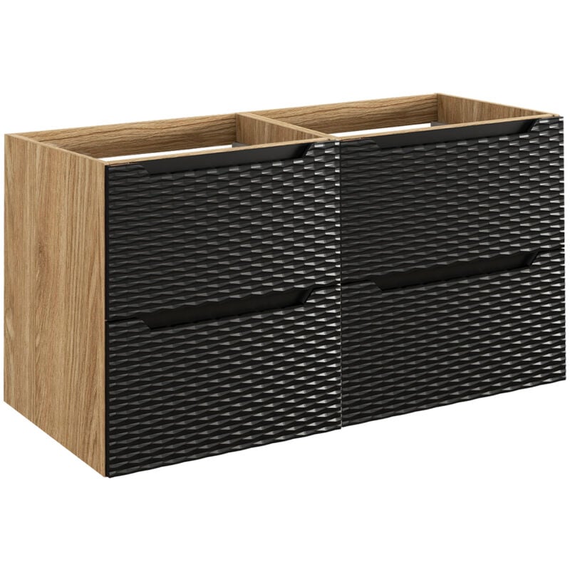 Petits-meubles - Meuble sous-vasque 120cm 4 tiroirs Elora Noir et bois