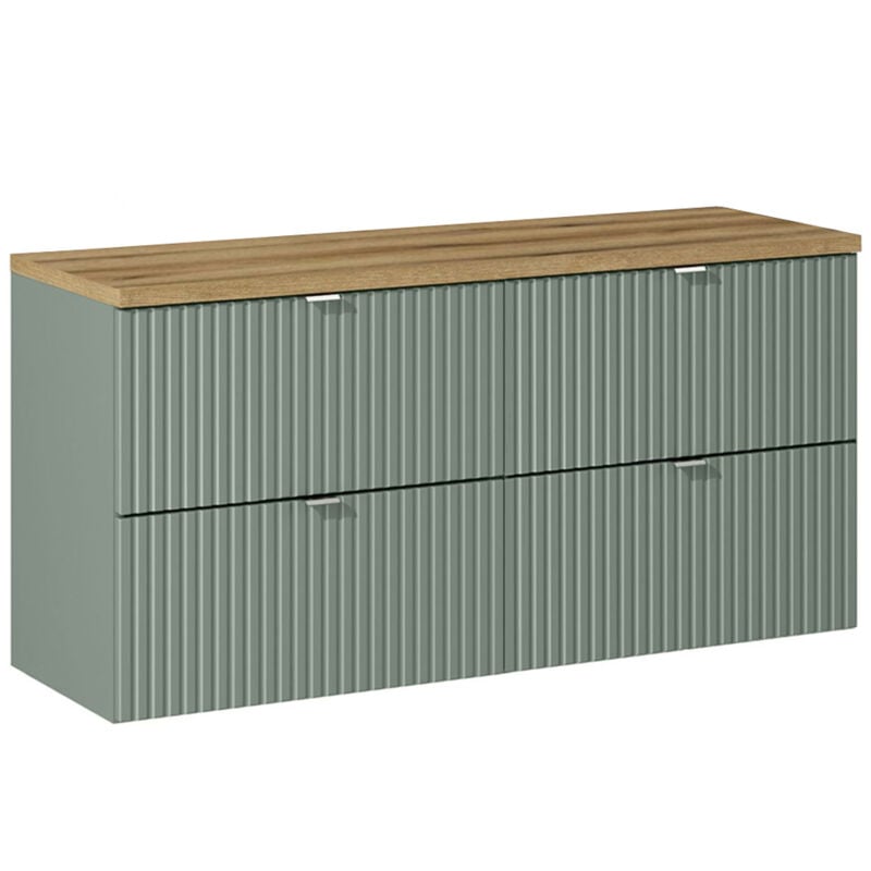 Petits-meubles - Meuble sous-vasque 120cm 4 tiroirs plan de toilette Jade Vert et Bois