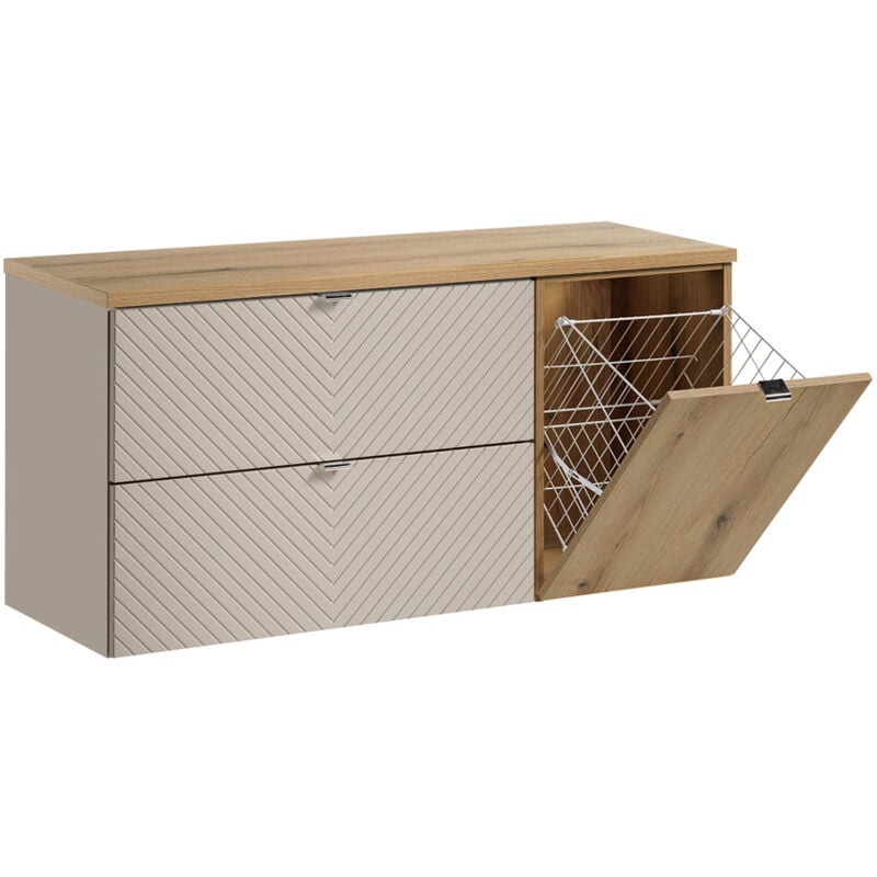 Petits-meubles - Meuble sous-vasque 120cm panier à linge Manoa Cachemire et bois