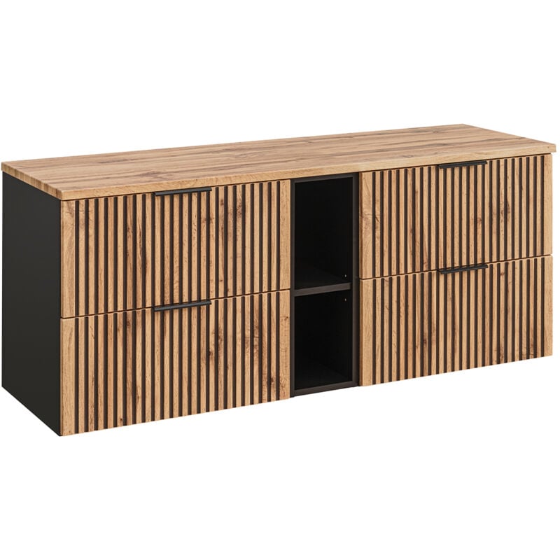Petits-meubles - Meuble sous-vasque 140cm 2 niches Gaia Bois et Noir