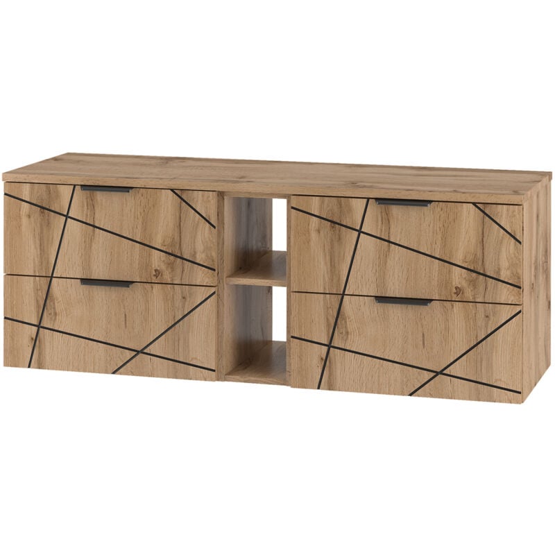 Petits-meubles - Meuble sous-vasque 140cm 2 niches plan de toilette Teren Bois