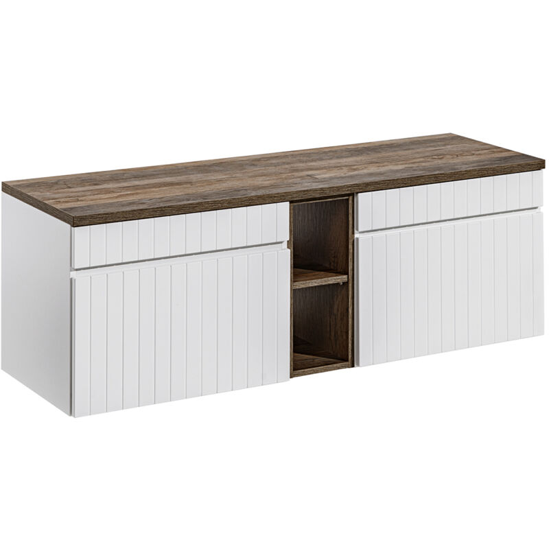 Petits-meubles - Meuble sous-vasque 140cm 2 niches Zelie Blanc et Bois