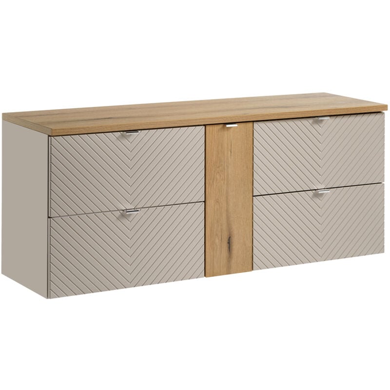 Petits-meubles - Meuble sous-vasque 140cm 4 tiroirs 1 porte Manoa Cachemire et bois