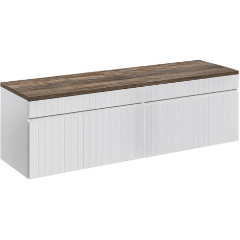 Meuble sous-vasque 160cm plan de toilette Zelie Blanc et Bois