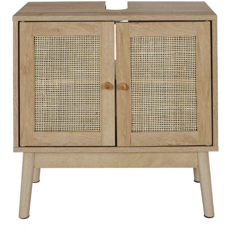Meuble sous vasque 2 portes Bali en cannage