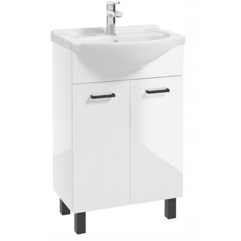Meuble sous-vasque 50 cm - Blanc brillant - Élégant et fonctionnel - Fabriqué en Pologne