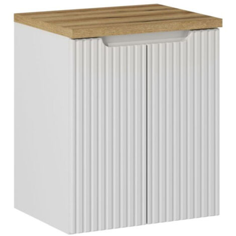 Meuble sous-vasque 50cm 2 portes plan de toilette Riva Blanc et Bois