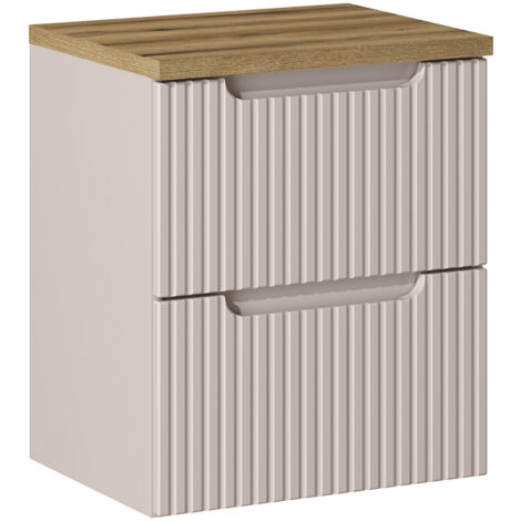 Meuble sous-vasque 50cm 2 tiroirs plan de toilette Riva Cachemire et Bois