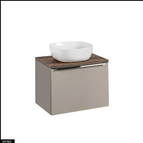 Meuble sous vasque - 60 cm - avec Vasque à poser et Plan - BOLD TAUPE